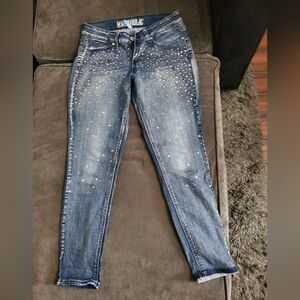 Hydraulic Women's Blue Skinny Jeans with Metallic & Sparkle Studs